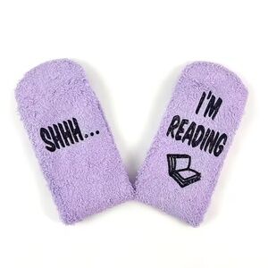 SHHH... I'm Reading Soft Purple Socks NWT